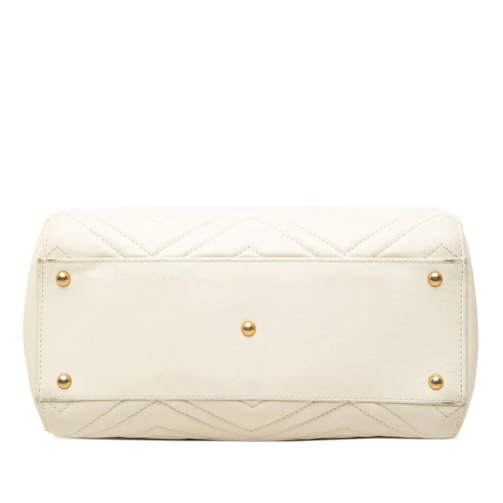 Gucci Small GG Marmont Matelasse Calfskin Satchel White Leather Good - Inside View
