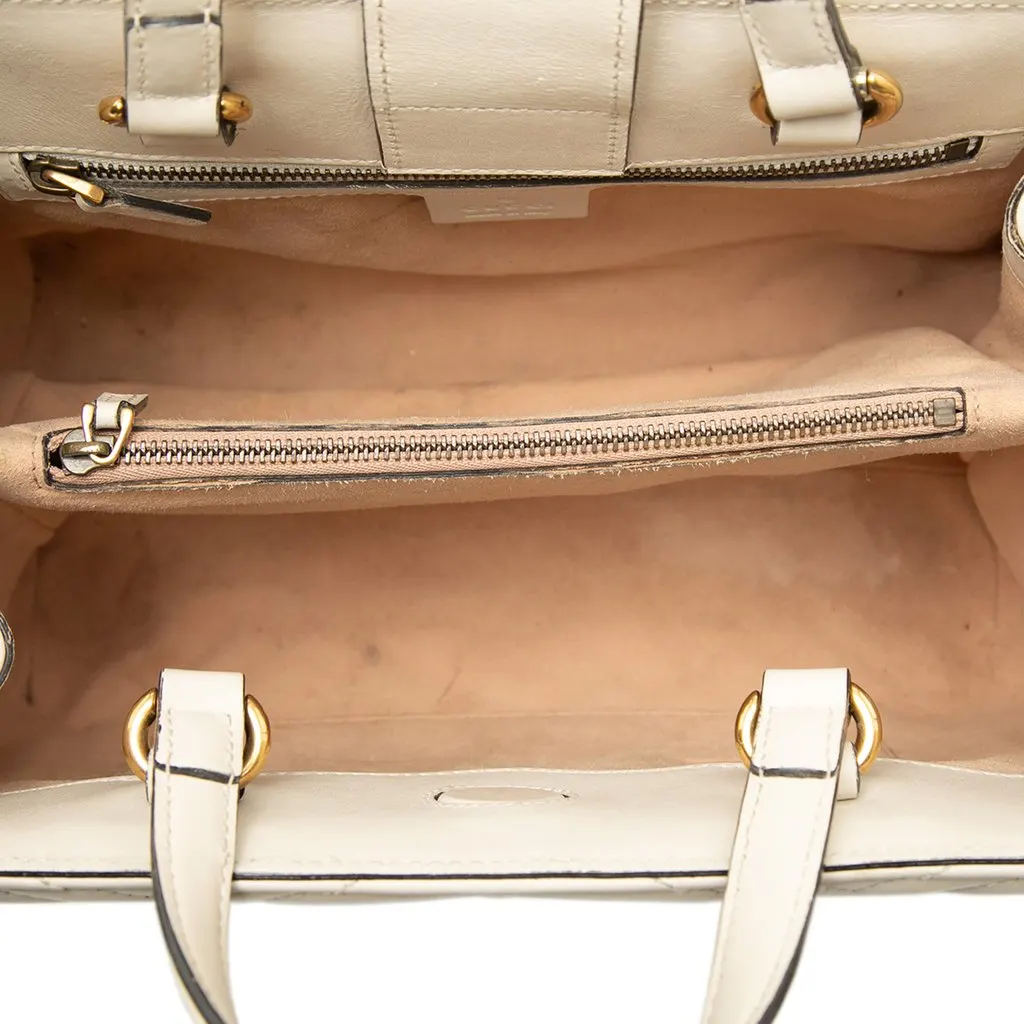Gucci Small GG Marmont Matelasse Calfskin Satchel White Leather Good - Model View