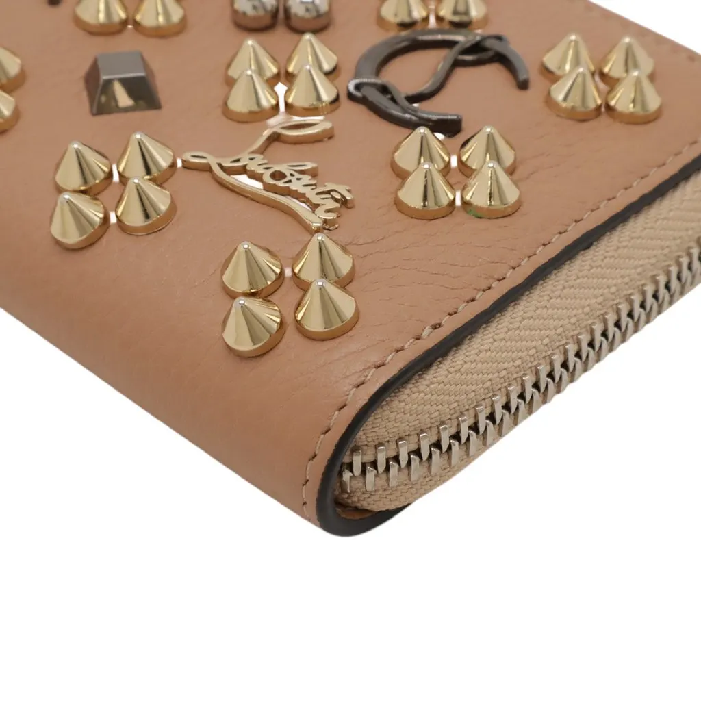 Christian Louboutin Studded Leather Panettone Coin Pouch Brown Leather Very good - Box View