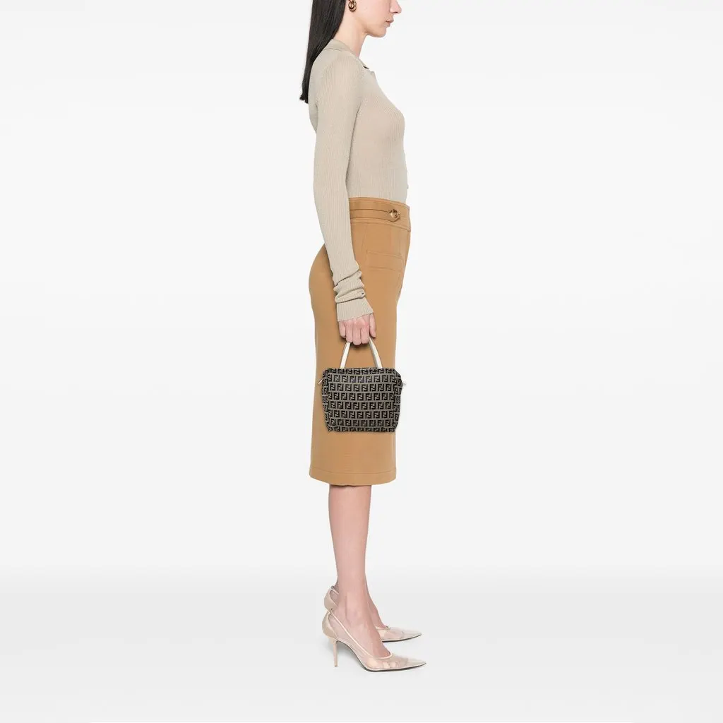 Fendi Mini Zucchino Canvas Handbag Beige Mini | Pre-Owned UA