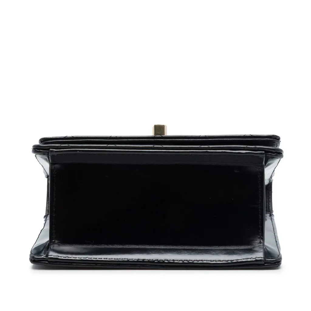 Chanel Micro CC Quilted Shiny Calfskin Single Flap Black Leather Very good - Inside View