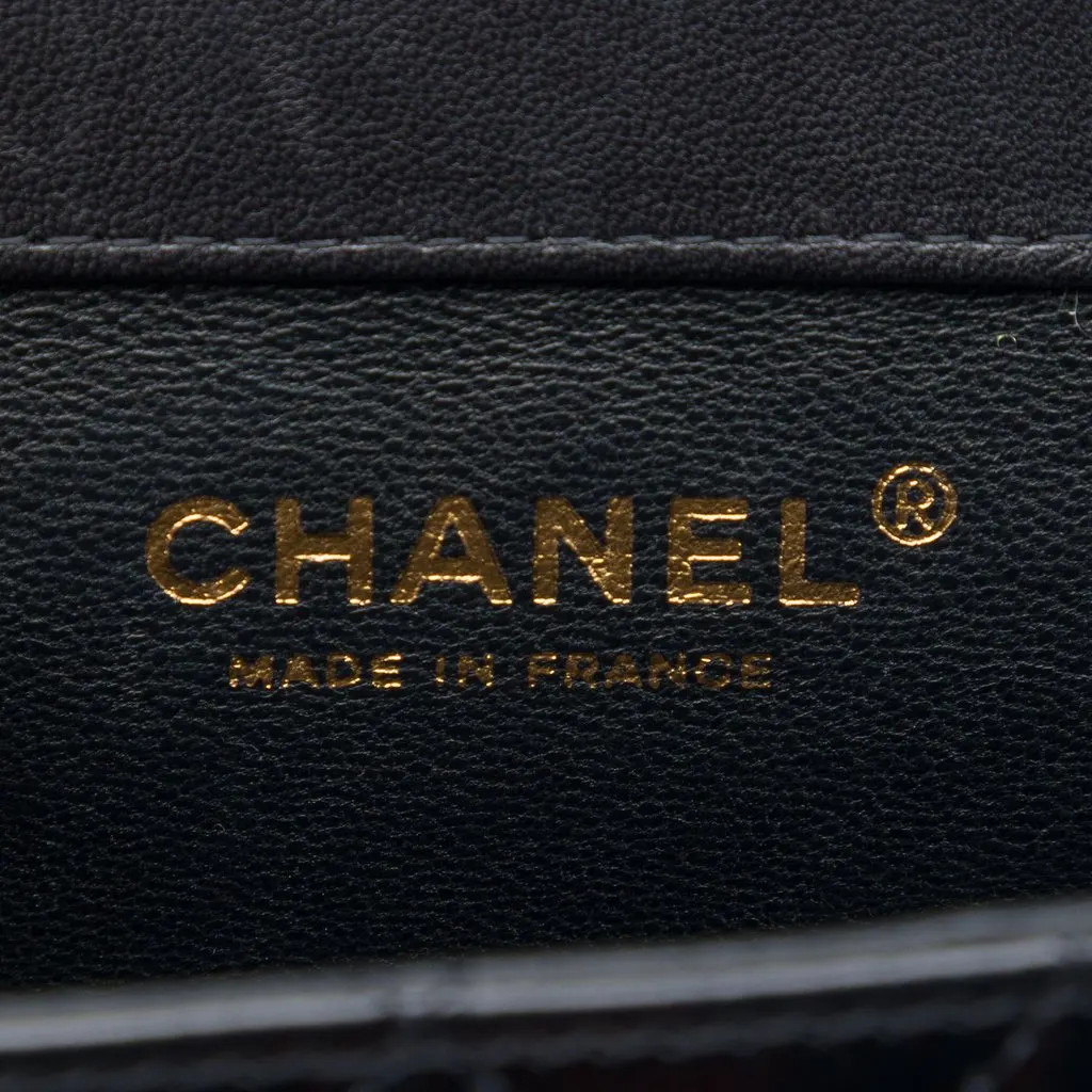 Chanel Micro CC Quilted Shiny Calfskin Single Flap Black Leather Very good - Box View