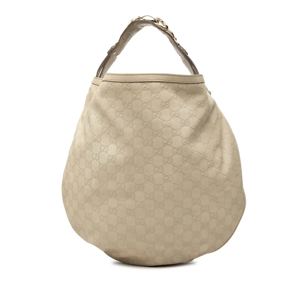 Gucci Guccissima Horsebit Wave Hobo Brown Leather Good - Front View