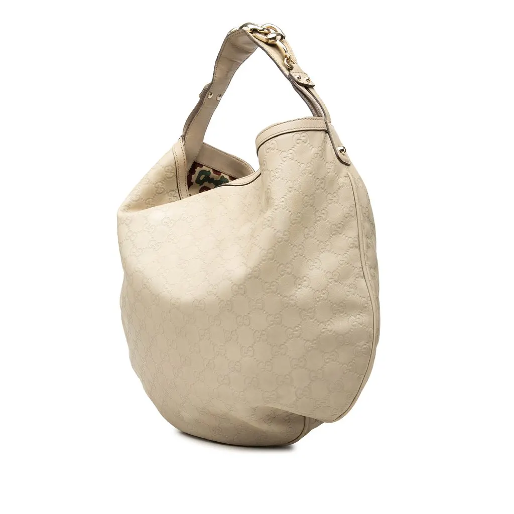 Gucci Guccissima Horsebit Wave Hobo Brown Leather Good - Back View