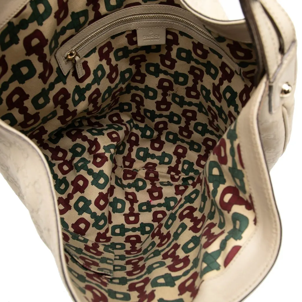 Gucci Guccissima Horsebit Wave Hobo Brown Leather Good - Model View