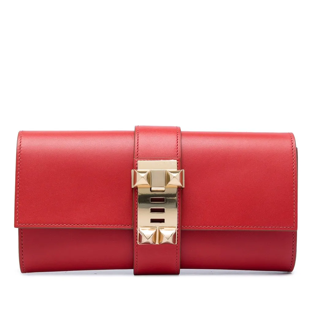Hermès Tadelakt Medor Clutch 23 Red Leather Very good - Front View