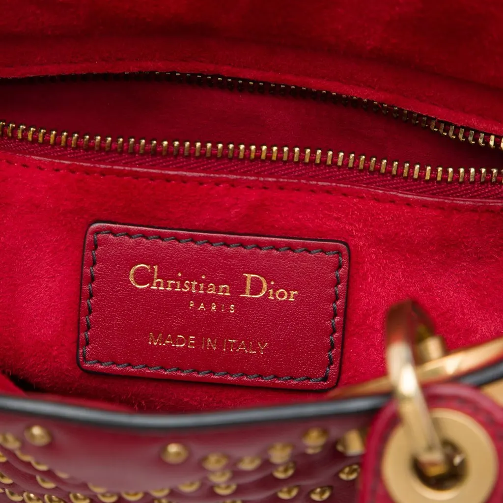 Dior Mini Lambskin Cannage Studded Supple Lady Dior Red Leather Very good - Box View