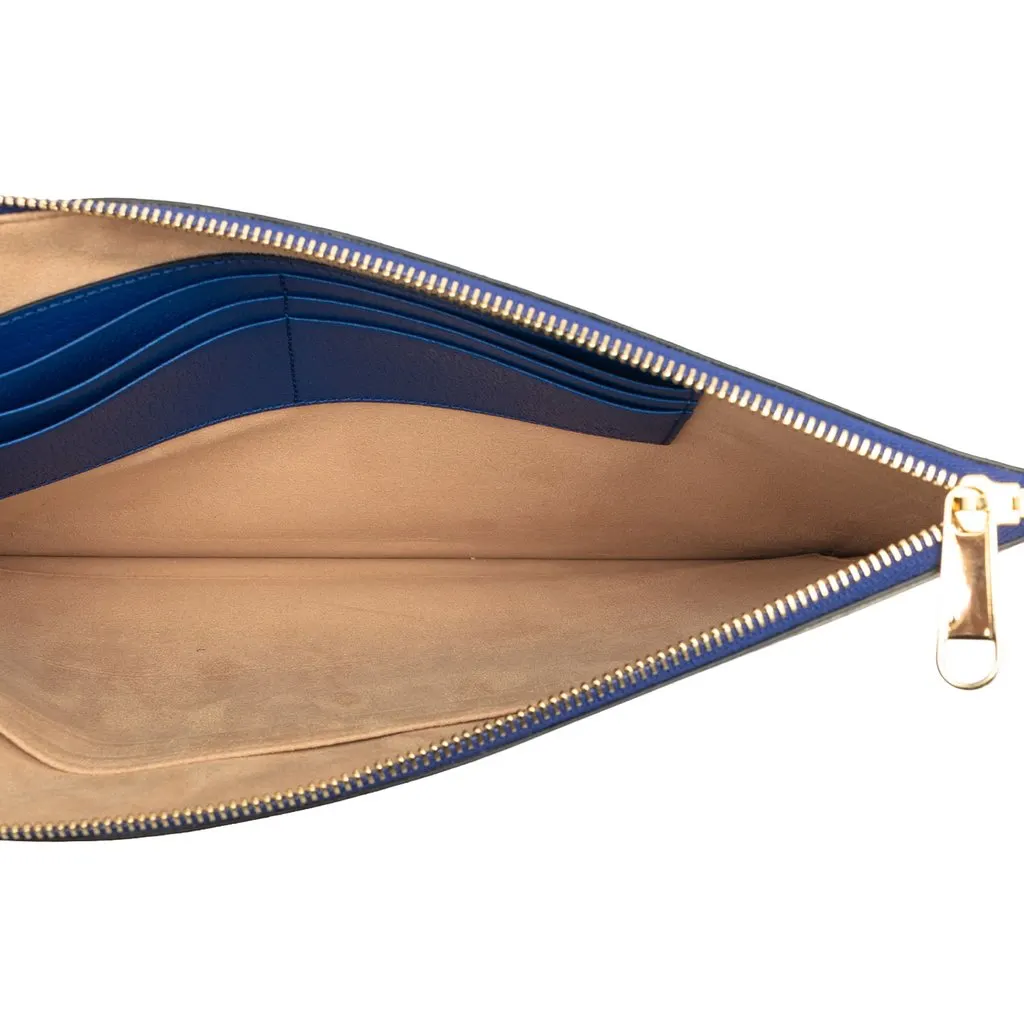 Gucci GG Supreme and Calfskin Cut Out Interlocking G Clutch Blue Very good - Model View