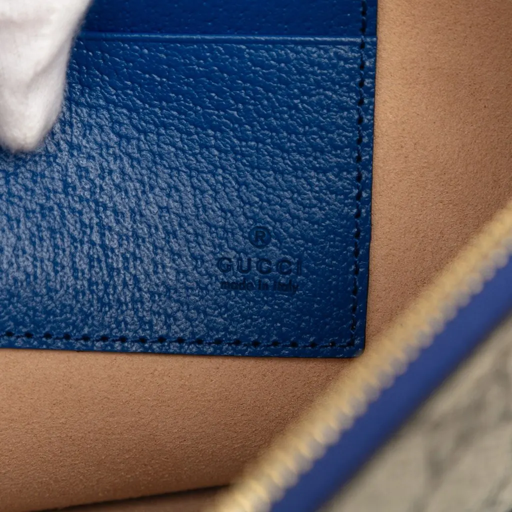 Gucci GG Supreme and Calfskin Cut Out Interlocking G Clutch Blue Very good - Box View