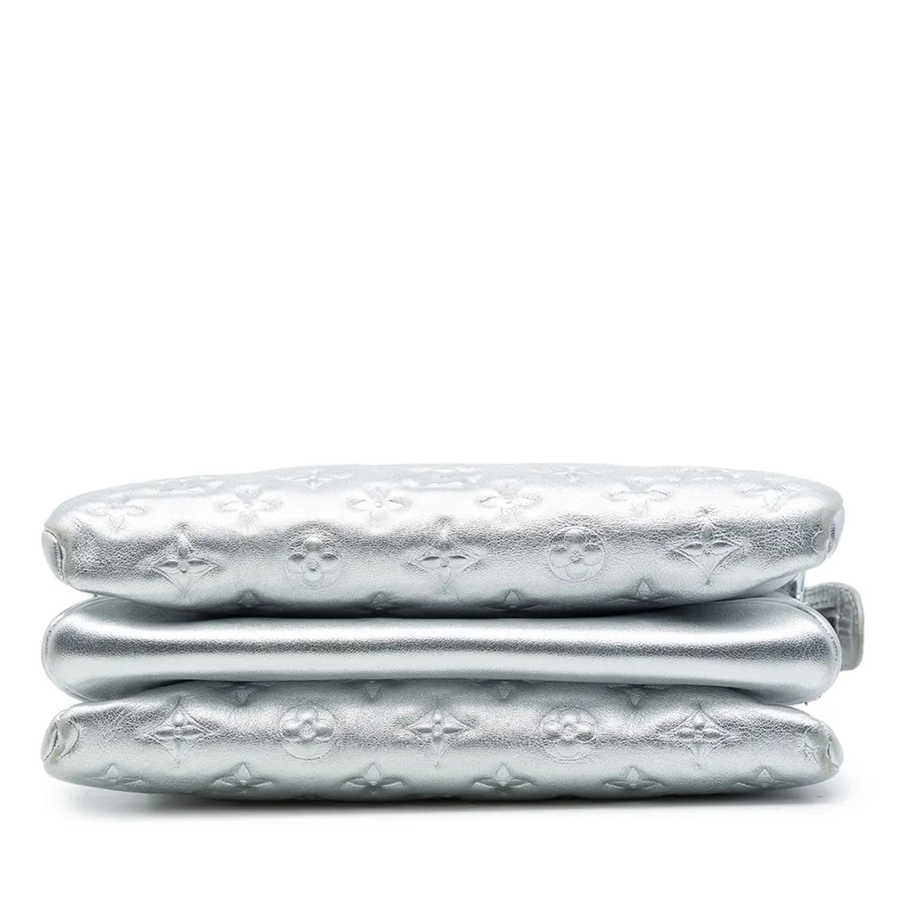 Louis Vuitton Monogram Embossed Puffy Lambskin Coussin PM Silver Leather Very good - Inside View