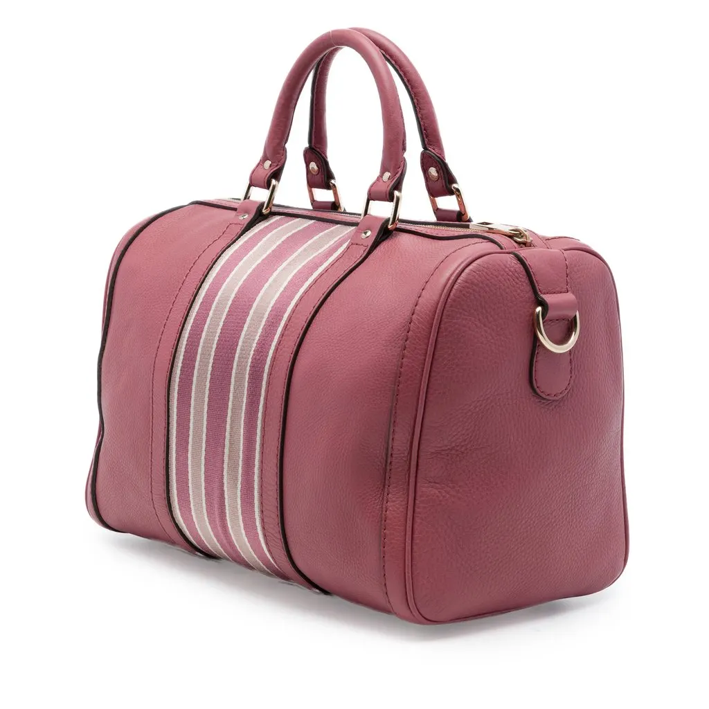 Gucci Medium Calfskin Web Joy Boston Bag Pink Leather Good - Back View