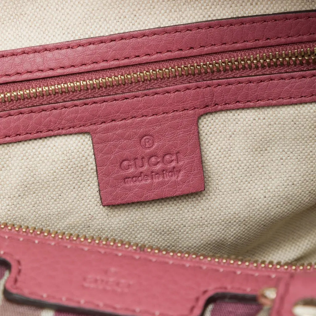 Gucci Medium Calfskin Web Joy Boston Bag Pink Leather Good - Box View
