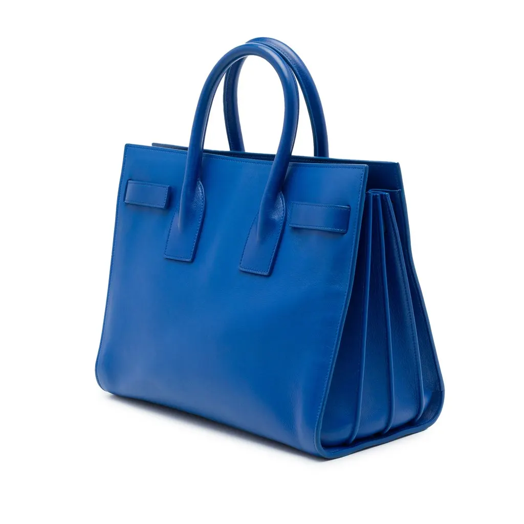 Saint Laurent Small Leather Sac De Jour Satchel Blue Leather Very good - Back View