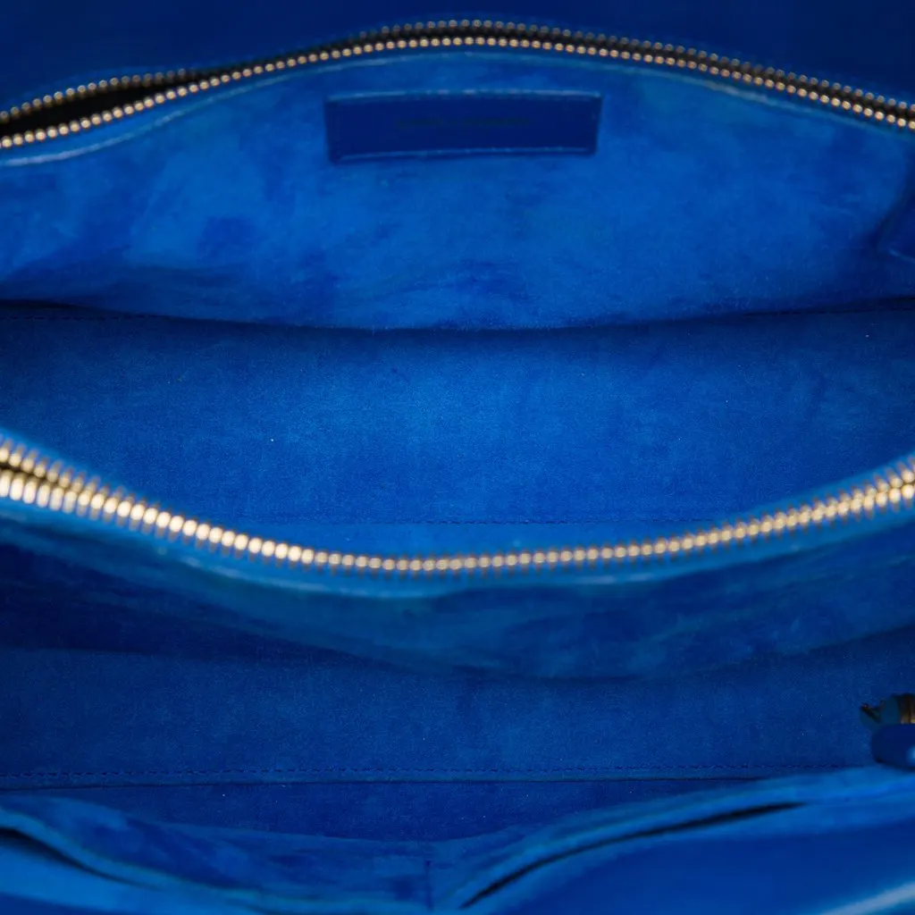 Saint Laurent Small Leather Sac De Jour Satchel Blue Leather Very good - Model View
