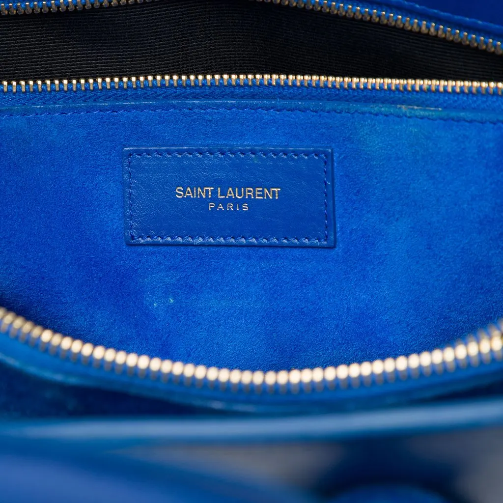 Saint Laurent Small Leather Sac De Jour Satchel Blue Leather Very good - Box View