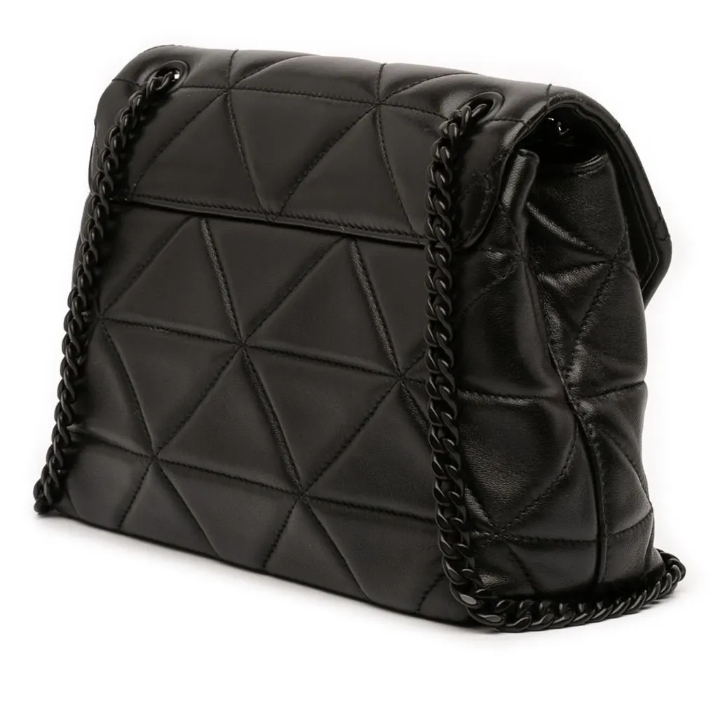 Prada Small Nappa Triangle Stitched Spectrum Flap Black Leather Very good - Back View
