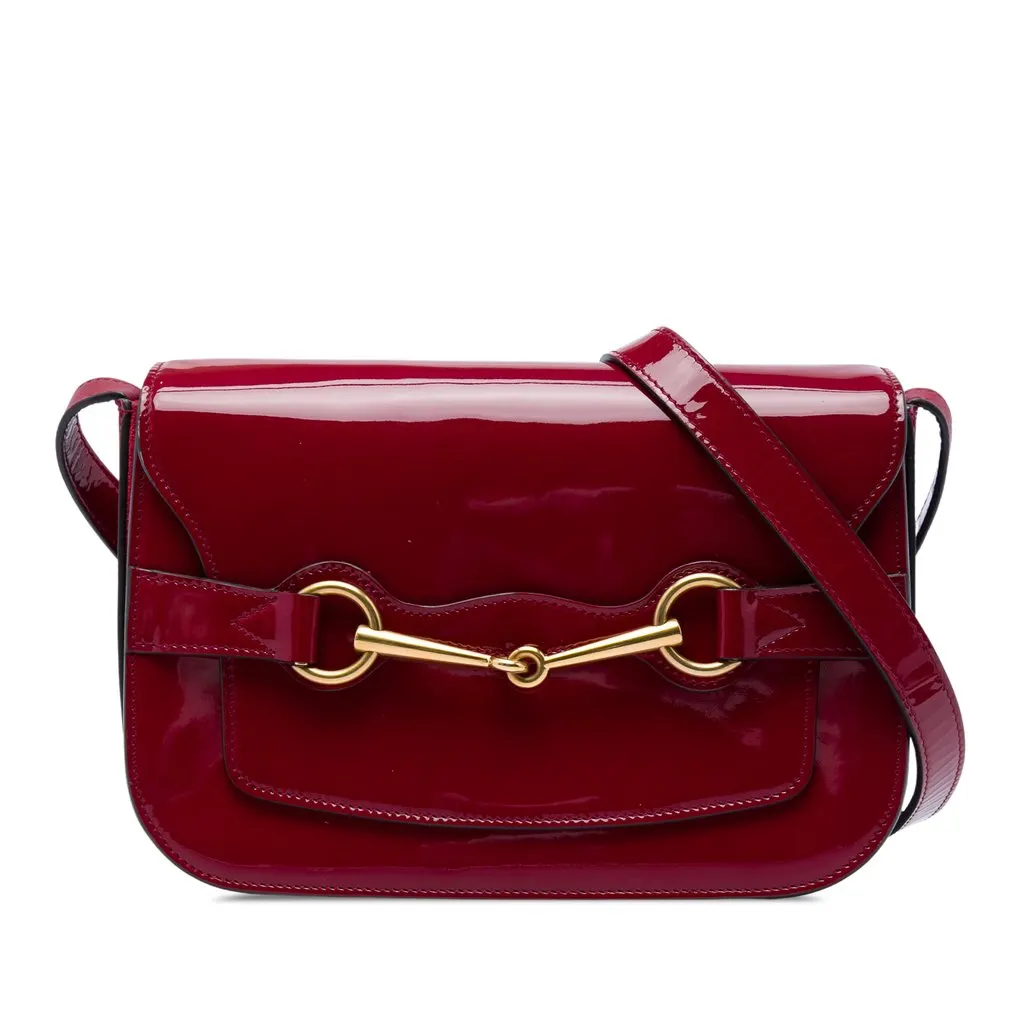 Gucci Patent Bright Bit Flap Crossbody Red Leather Very good - Front View