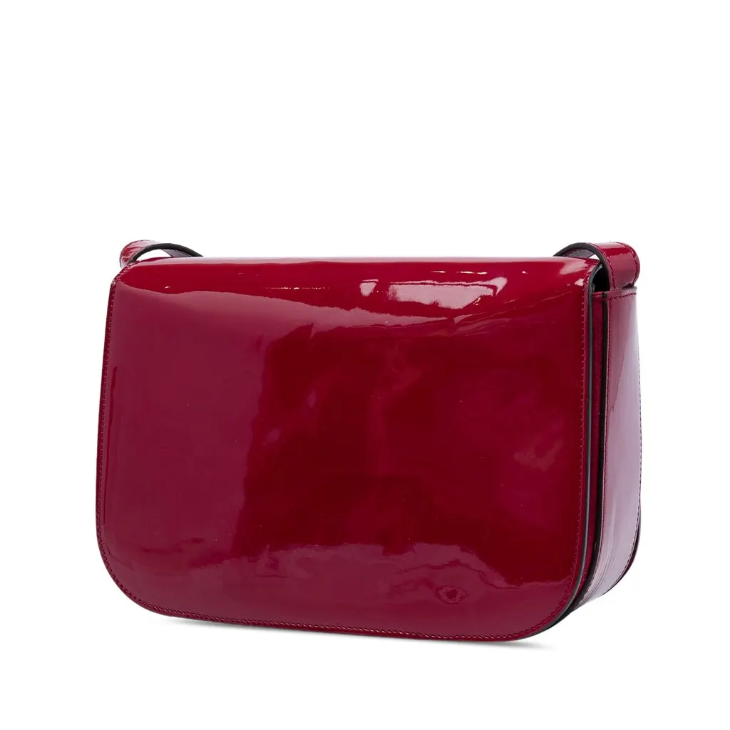 Gucci Patent Bright Bit Flap Crossbody Red Leather Very good - Back View