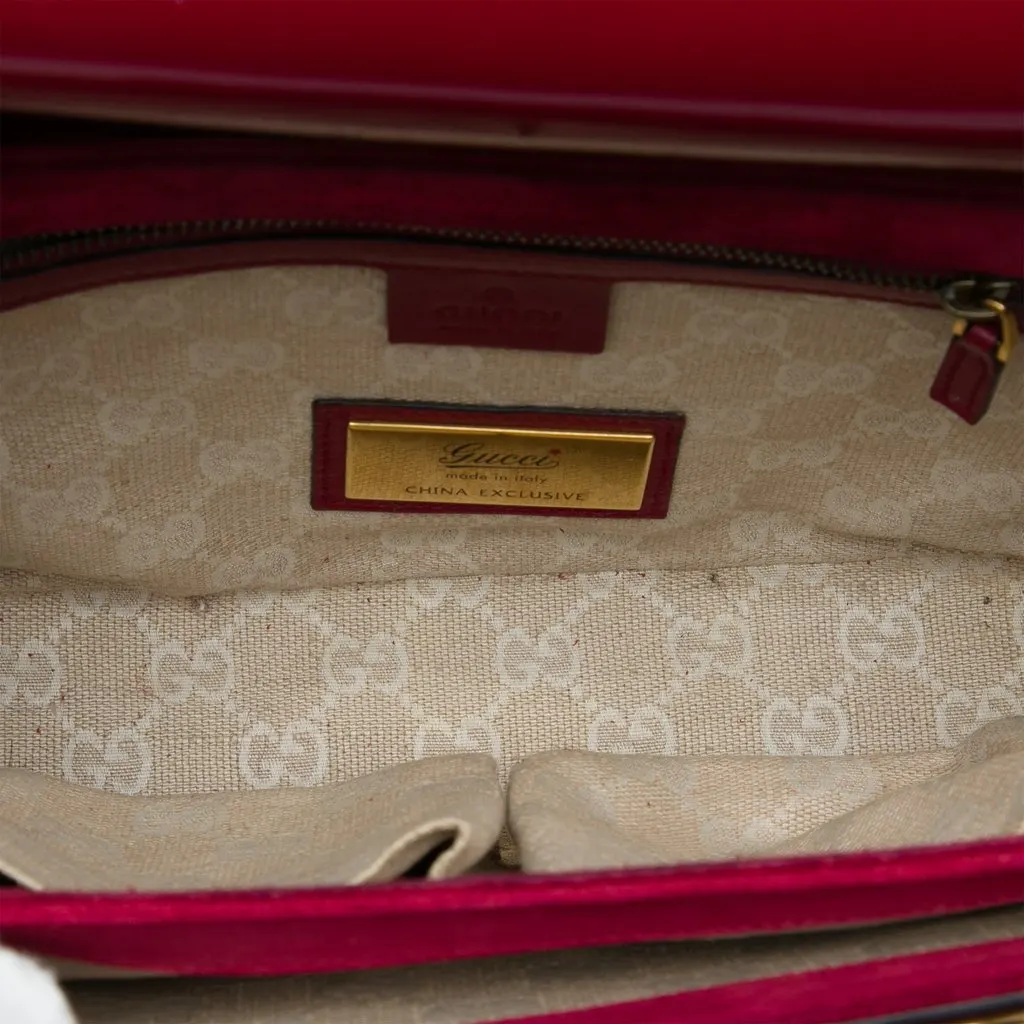 Gucci Patent Bright Bit Flap Crossbody Red Leather Very good - Model View