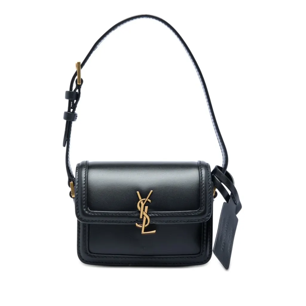 Saint Laurent Micro Calfskin Solferino Satchel In Box Black Leather Very good - Front View