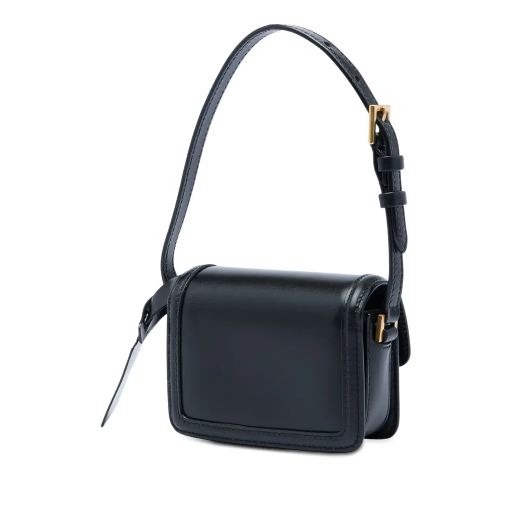 Saint Laurent Micro Calfskin Solferino Satchel In Box Black Leather Very good - Back View