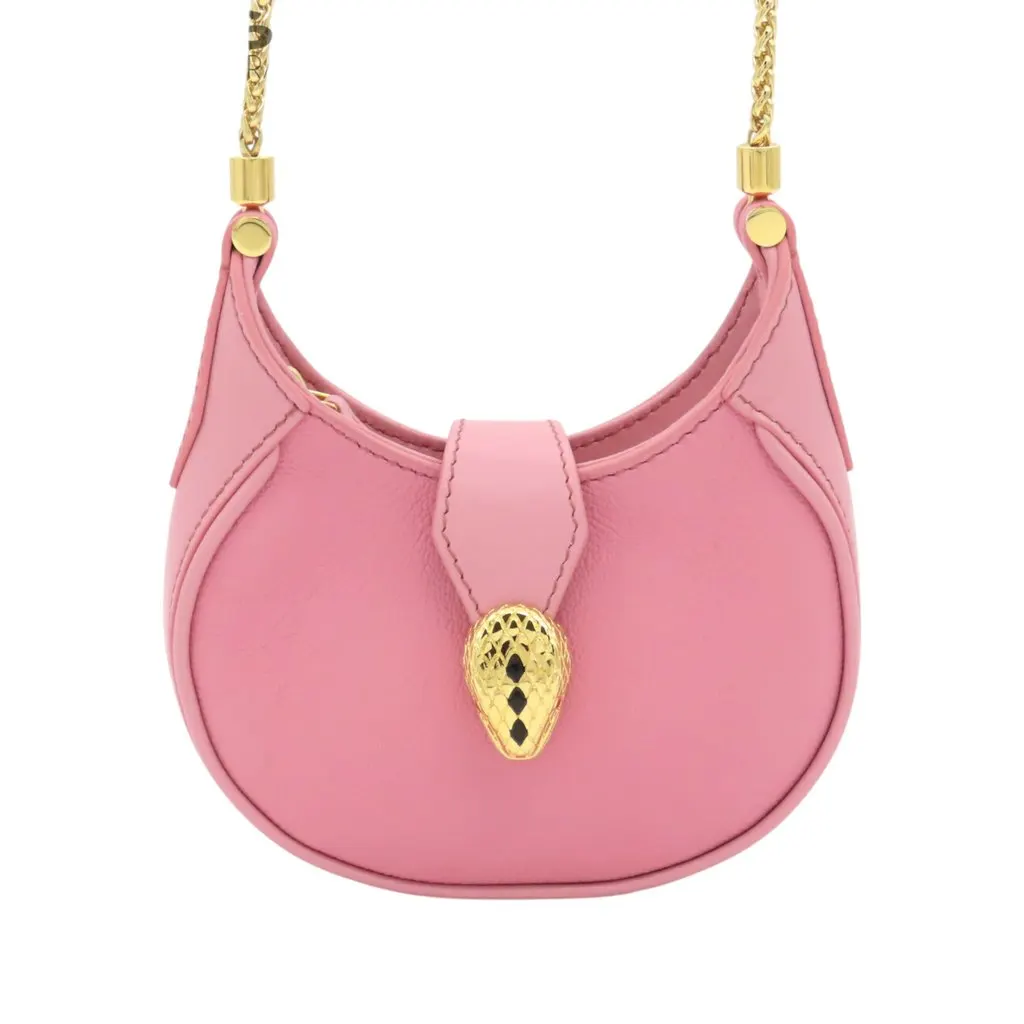 Bvlgari Micro Leather Serpenti Ellipse Crossbody Pink Leather Very good - Front View