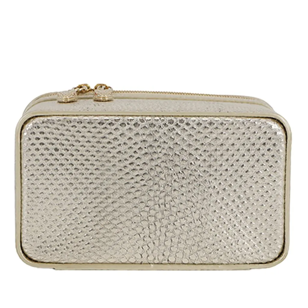 Bvlgari Embossed Leather Serpenti Forever Vanity Bag Gold Leather Very good - Inside View