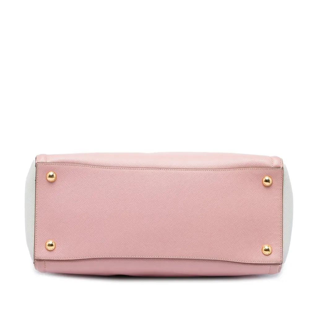 Prada Large Bicolor Saffiano Lux Tote Pink Leather Good - Inside View
