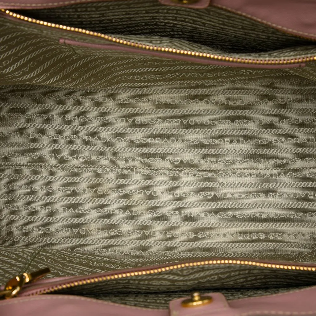 Prada Large Bicolor Saffiano Lux Tote Pink Leather Good - Model View
