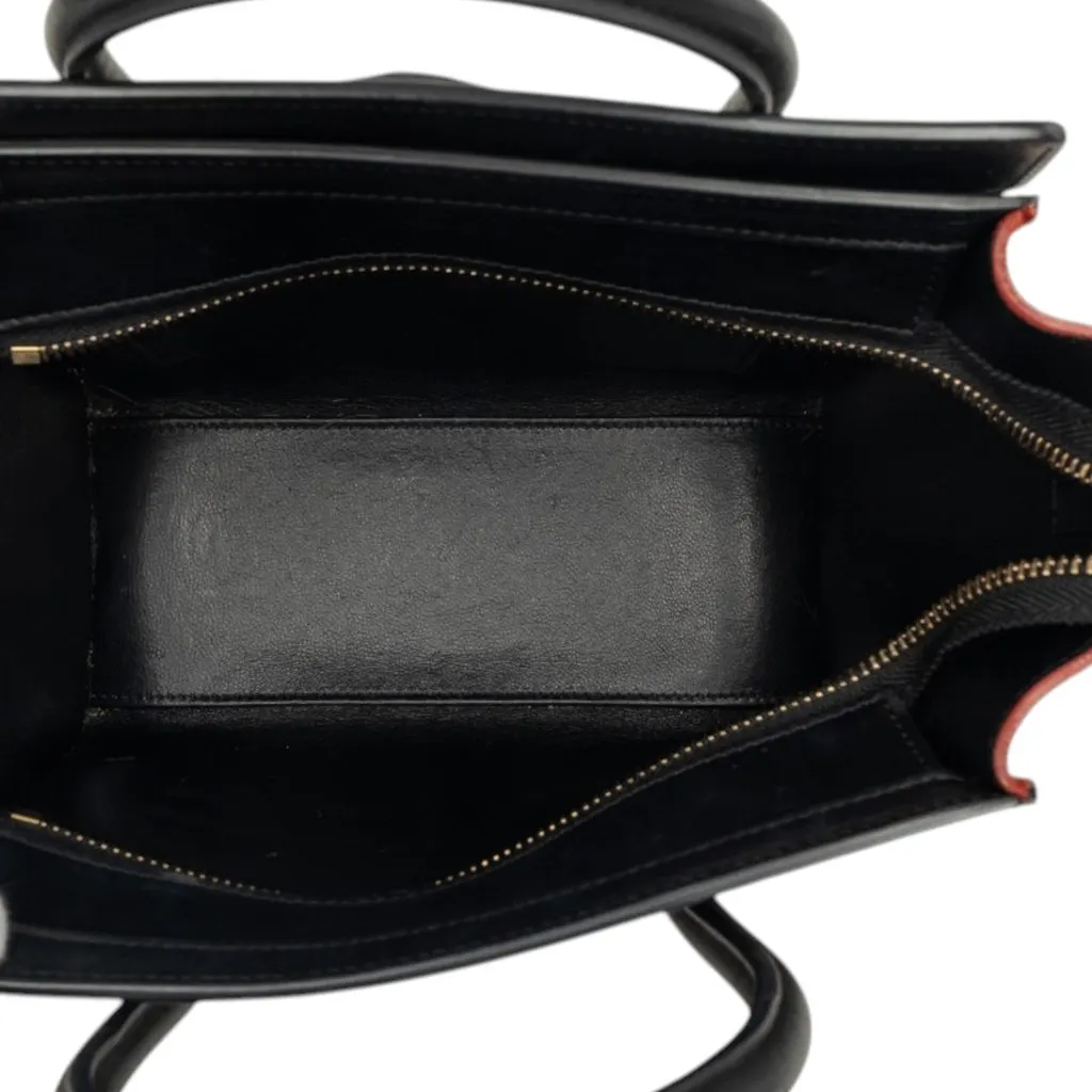 Celine Nano Tricolor Nubuck and Drummed Calfskin Luggage Tote Brown Leather Very good - Model View