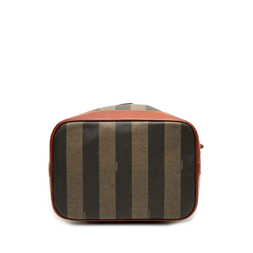 Fendi Pequin Coated Canvas Drawstring Bucket Bag Brown Good - Inside View