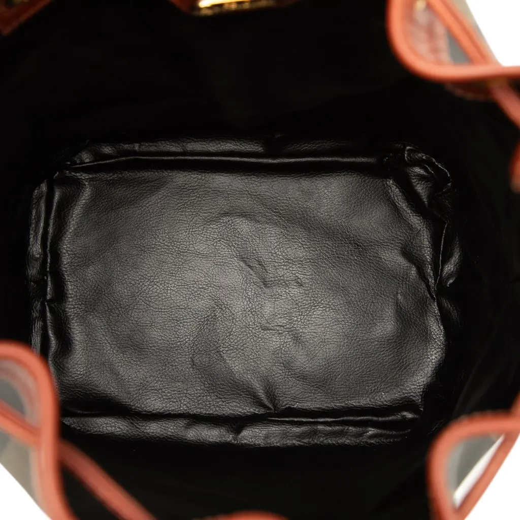 Fendi Pequin Coated Canvas Drawstring Bucket Bag Brown Good - Model View