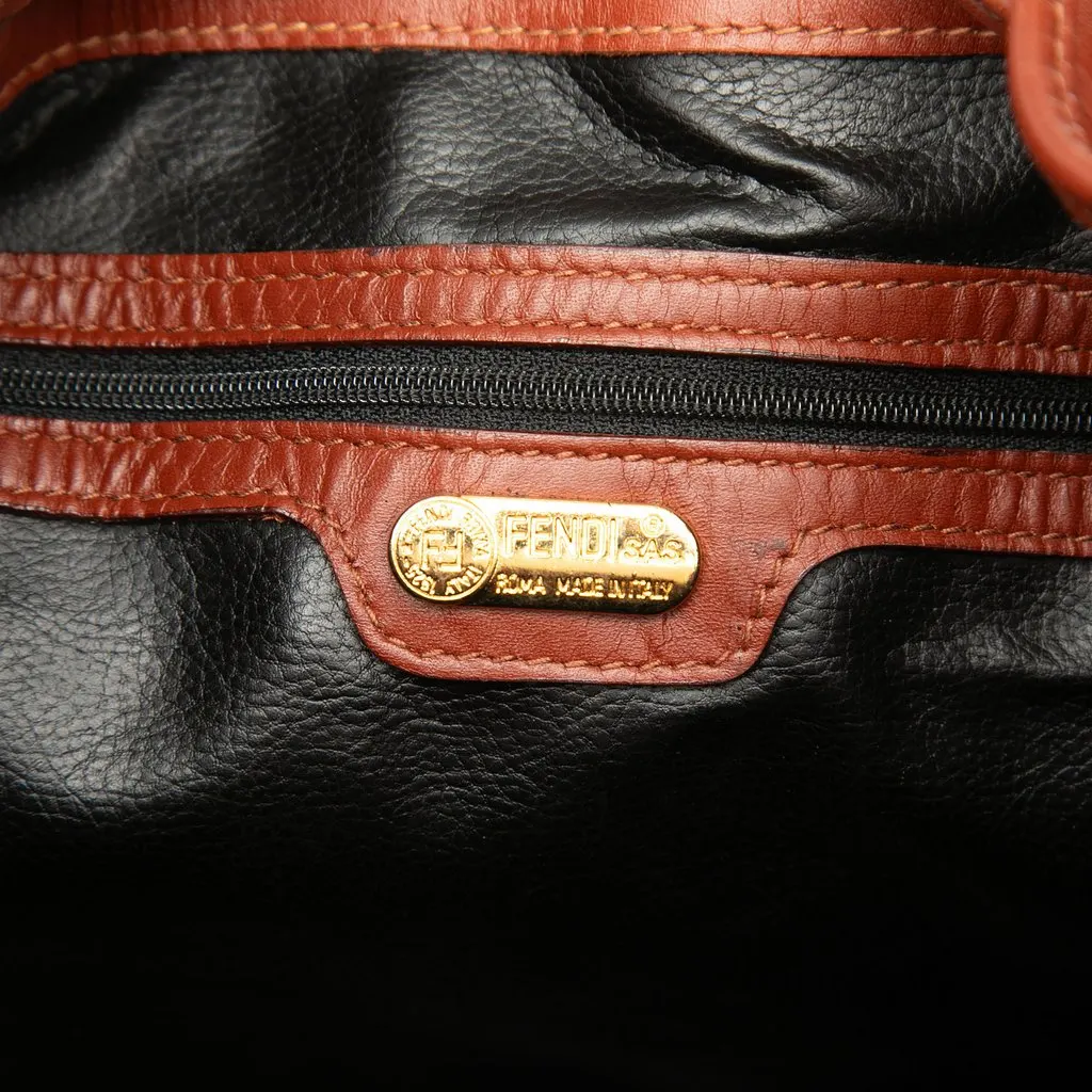 Fendi Pequin Coated Canvas Drawstring Bucket Bag Brown Good - Box View
