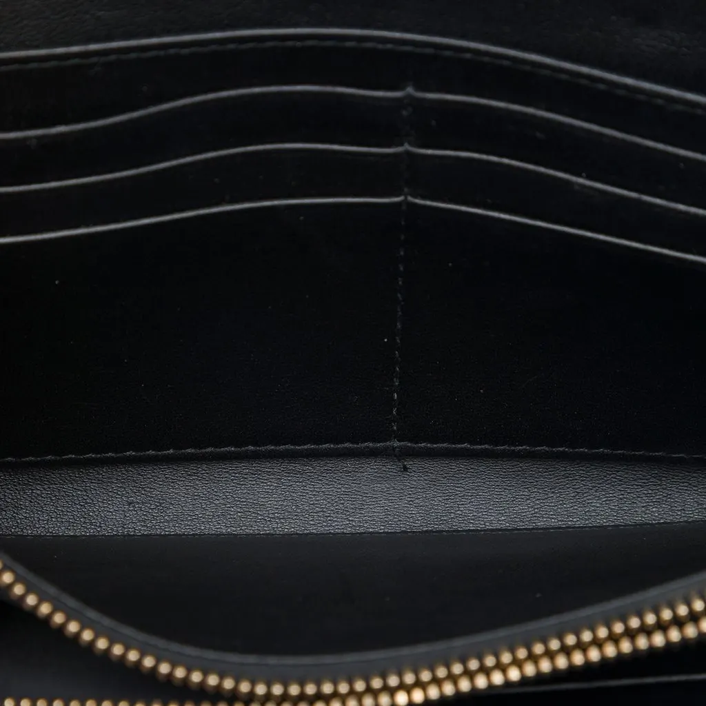 Dior Lambskin Cannage Lady Dior Wallet On Chain Black Leather Very good - Model View