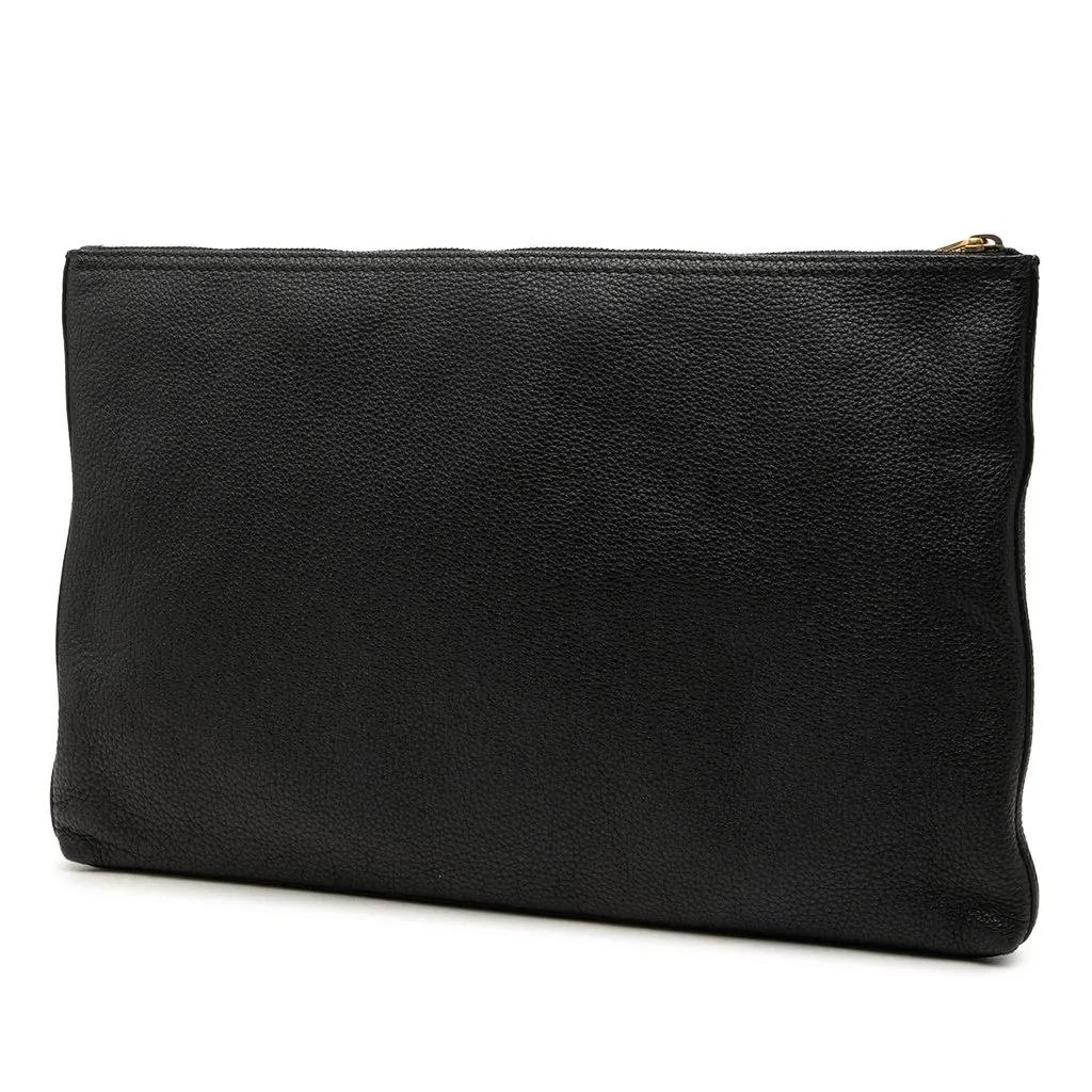 Gucci Leather Logo Clutch Black Leather Good - Back View