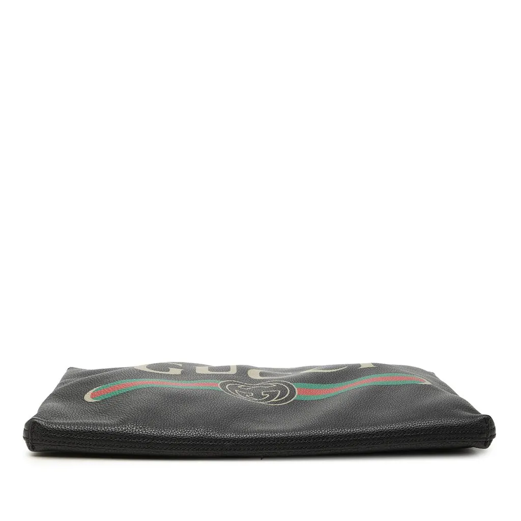 Gucci Leather Logo Clutch Black Leather Good - Inside View