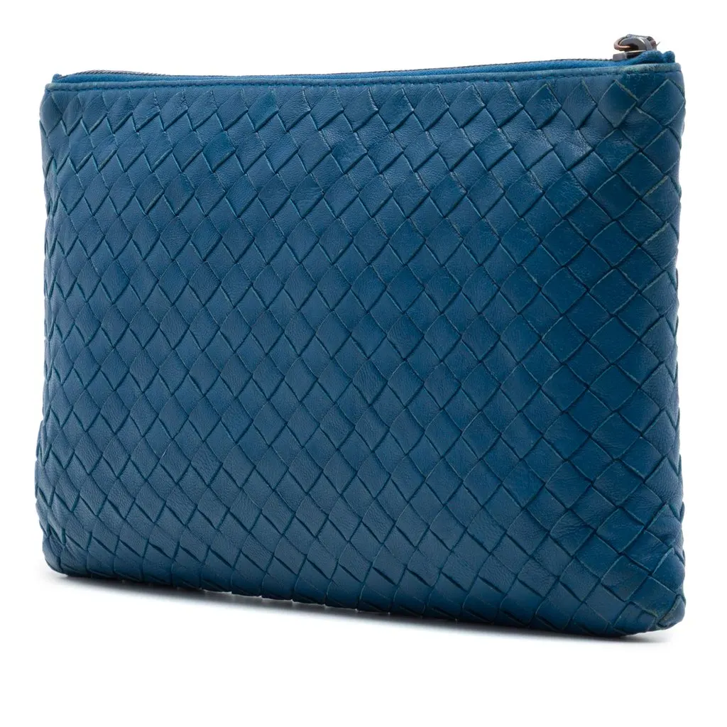 Bottega Veneta Nappa Intrecciato Clutch Blue Leather Very good - Back View
