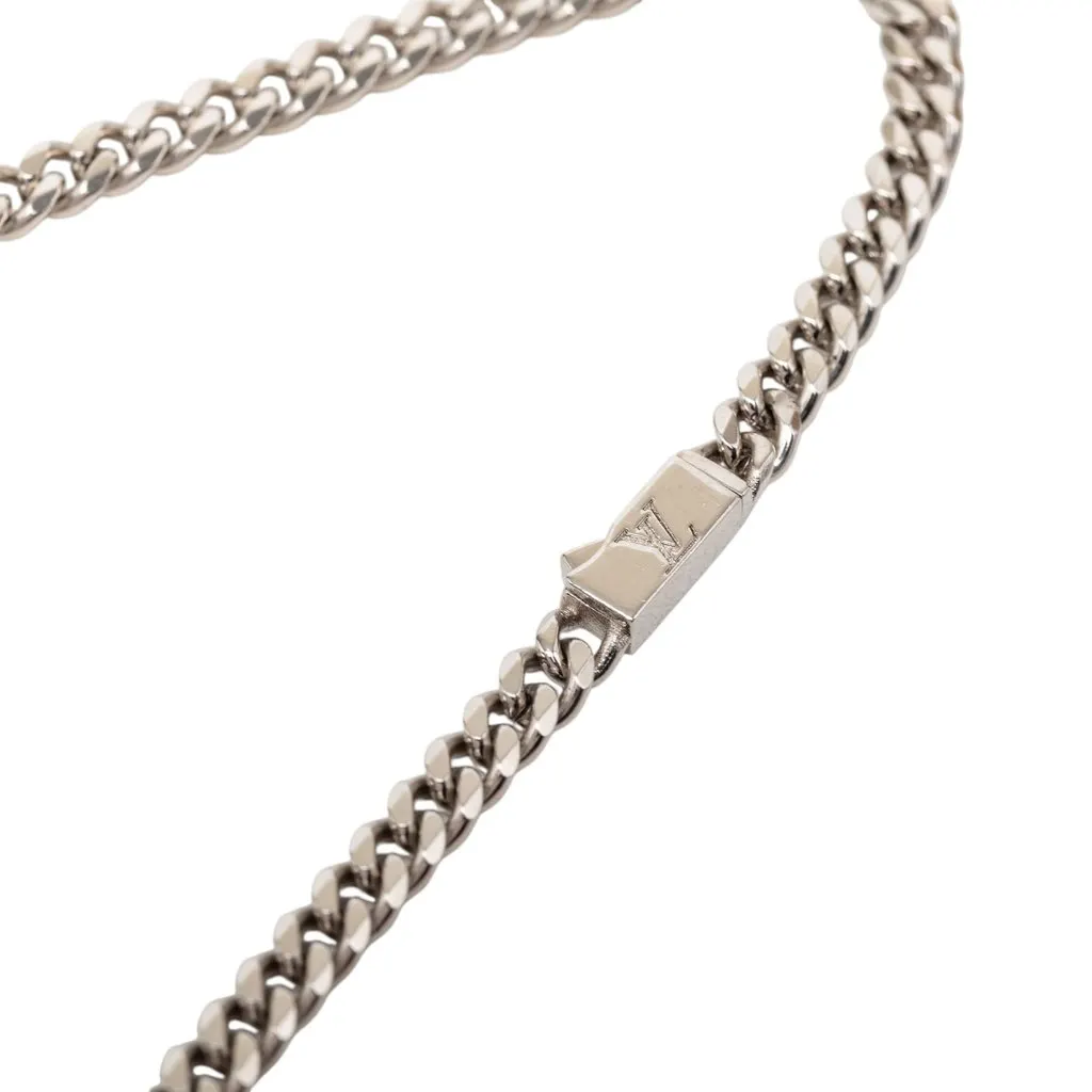 Louis Vuitton Brass Monogram Row Necklace Silver Metal Very good - Inside View