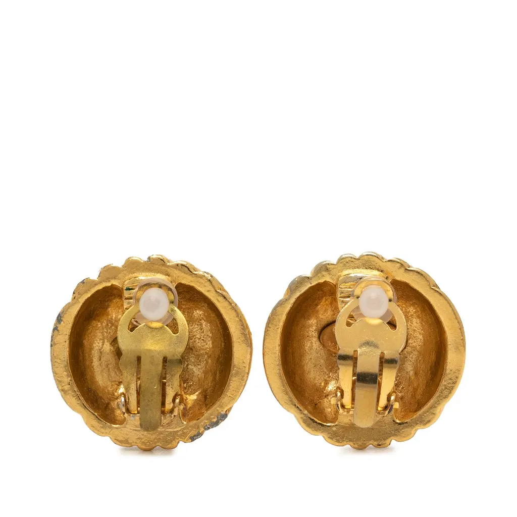 Chanel CC Gold Plated Shell Clip On Earrings Gold Metal Very good - Back View
