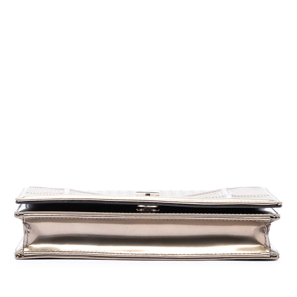 Dior Metallic Patent Microcannage Diorama Wallet on Chain Gold Leather Good - Inside View