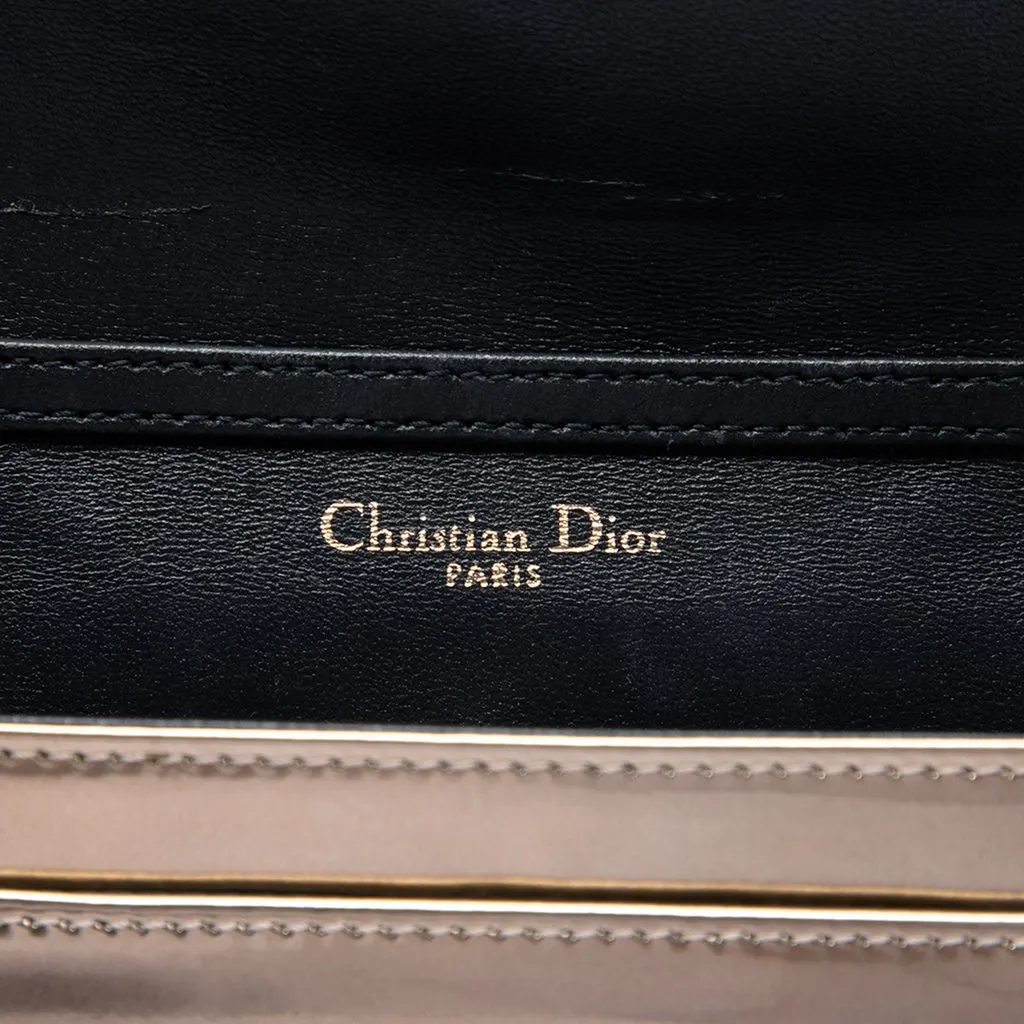 Dior Metallic Patent Microcannage Diorama Wallet on Chain Gold Leather Good - Model View