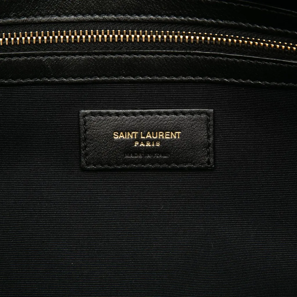 Saint Laurent Bicolor Canvas and Leather Cabas Tote White Very good - Box View