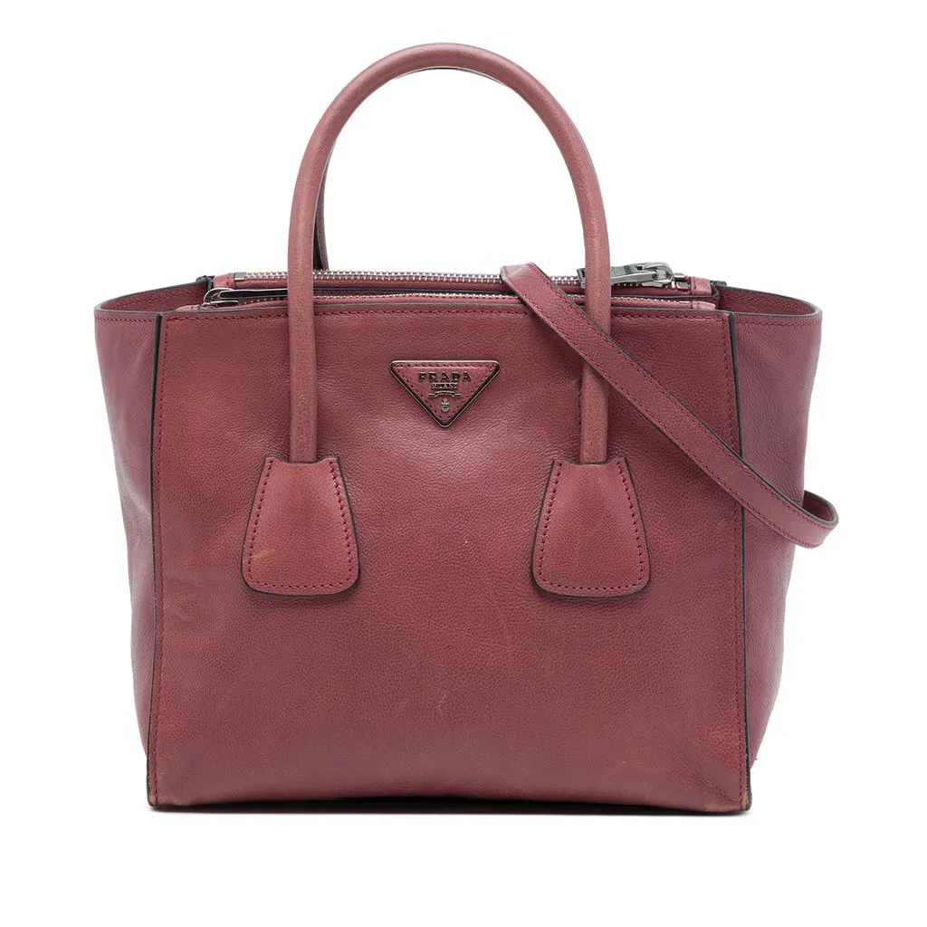 Prada Glace Calf Twin Pocket Satchel Pink Leather Very good - Front View