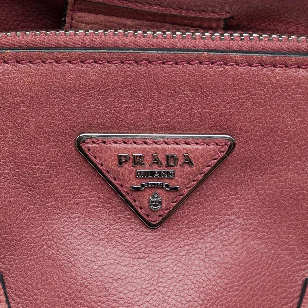 Prada Glace Calf Twin Pocket Satchel Pink Leather Very good - Box View