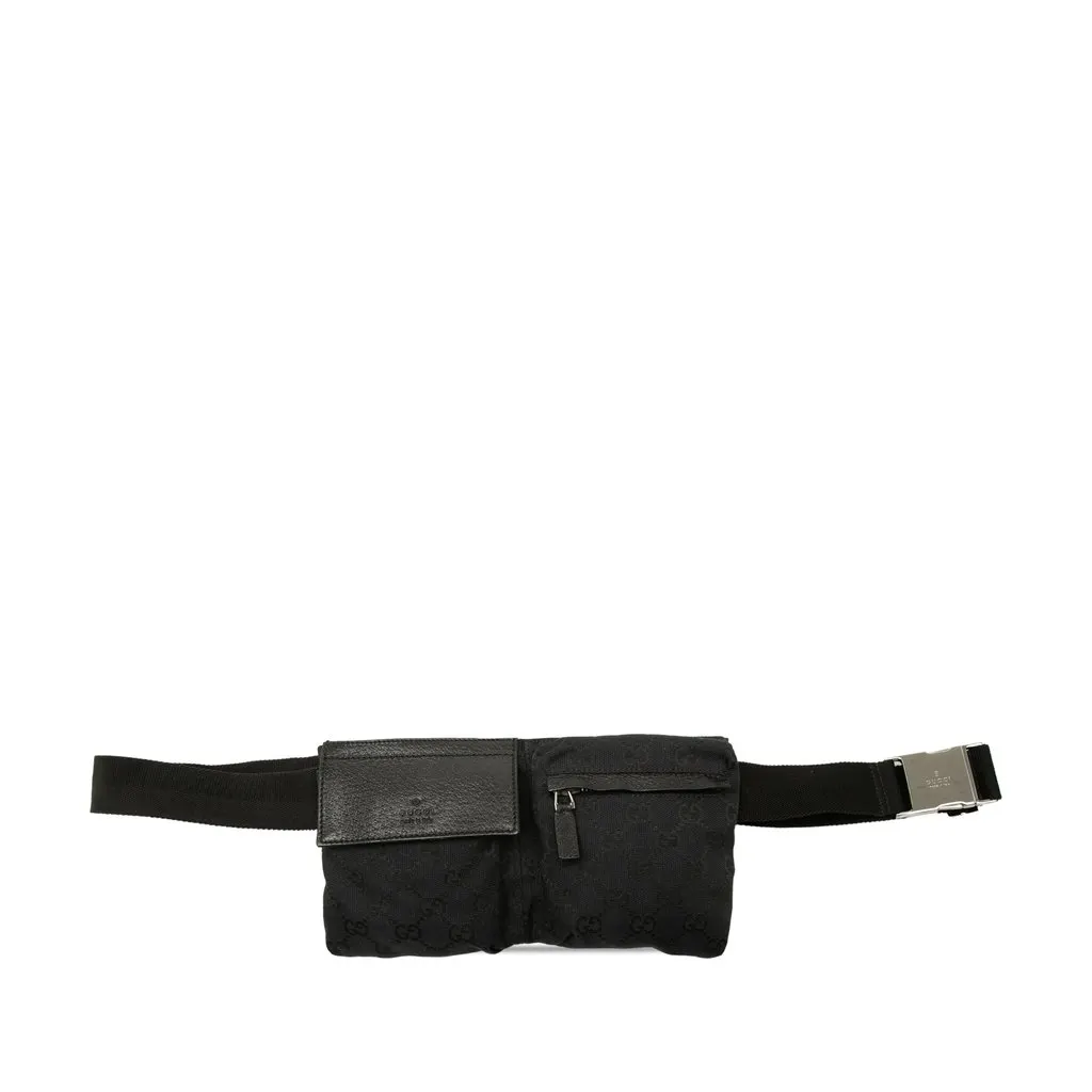 Gucci GG Canvas Double Pocket Belt Bag Blue Very good - Front View