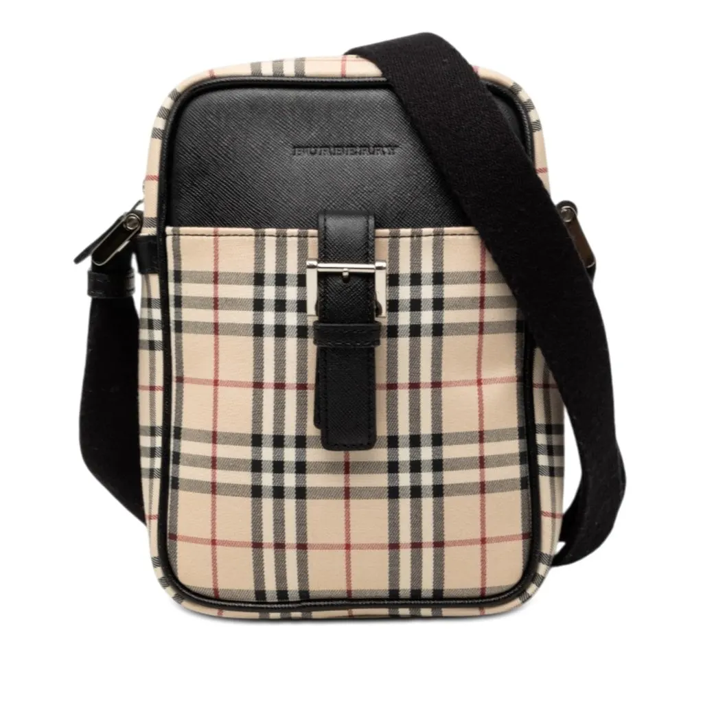 Burberry House Check Canvas Crossbody Beige Very good - Front View
