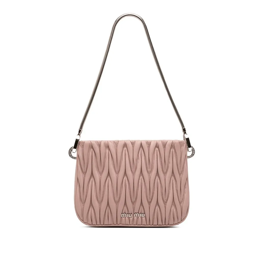 Miu Miu Matelasse Nappa Sassy Shoulder Bag Pink Leather Very good - Front View