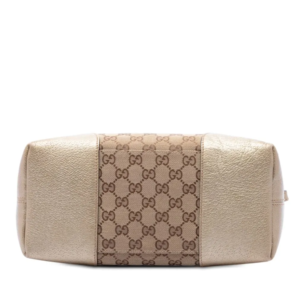 Gucci Medium GG Canvas Bree Fold Over Tote Beige Canvas Good - Inside View