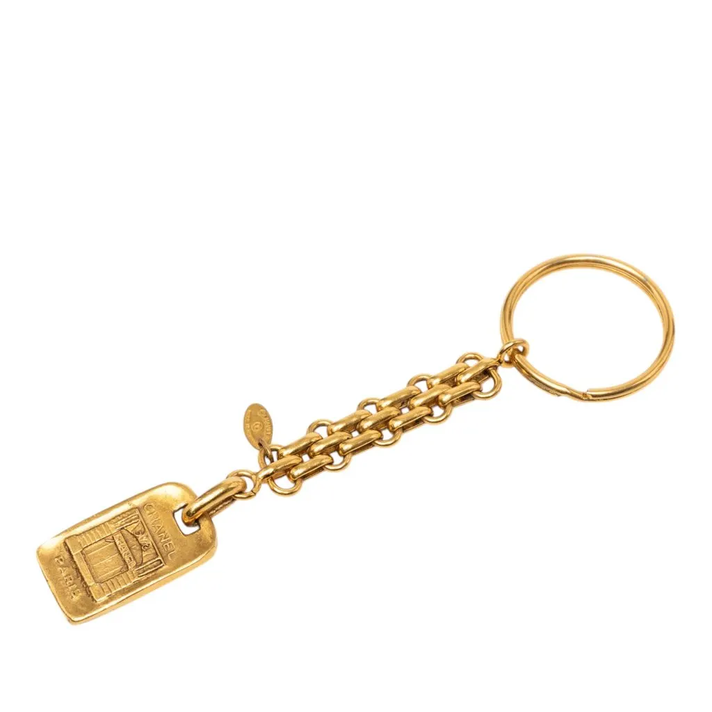 Chanel Gold Plated Logo Paris Key Ring Bag Charm Gold Metal Very good - Front View