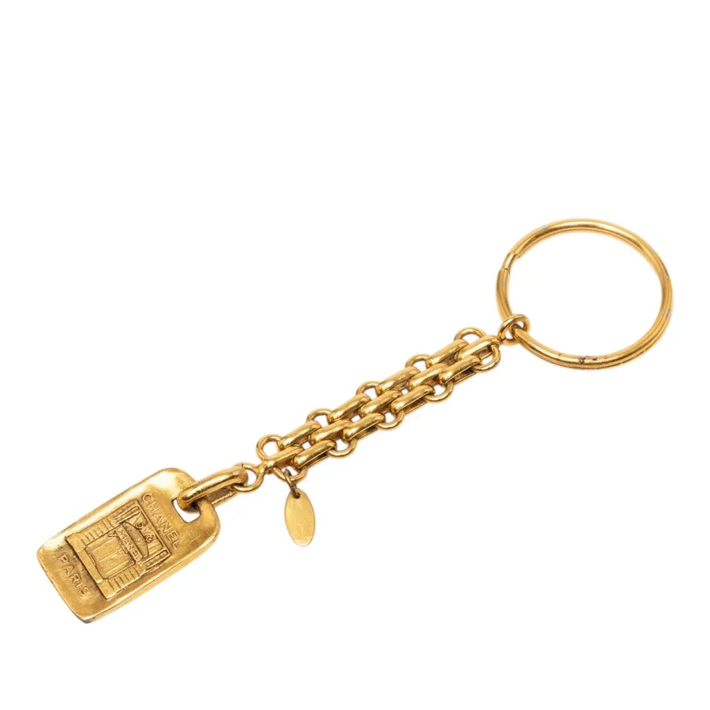 Chanel Gold Plated Logo Paris Key Ring Bag Charm Gold Metal Very good - Back View